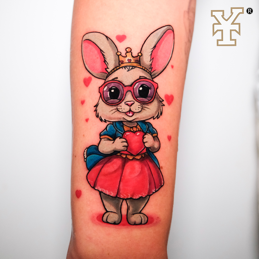 Colored Bunny Tattoo